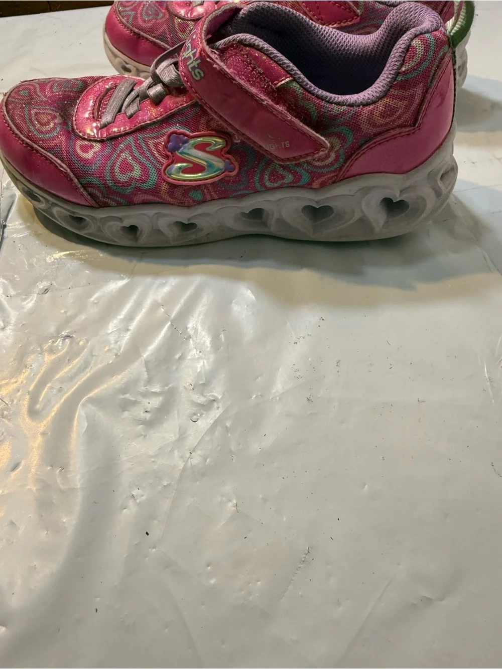 Skechers girls Heart Lights Boogie Love light up sneakers size 3Y